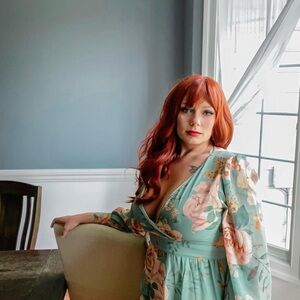 Green and Pink Long Sleeve Floral Dress